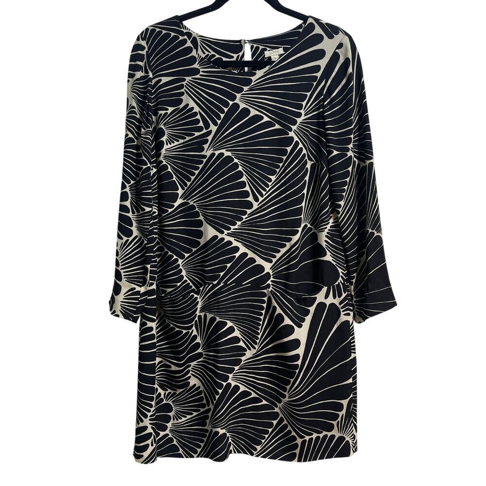 J. Crew Sea Shell Long Sleeve Shift Dress Casual Front Pockets Women's Sz 2
